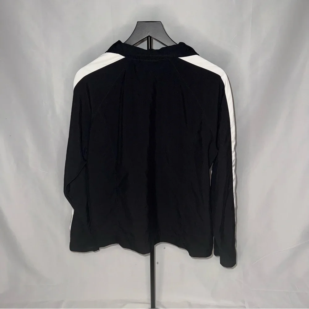 Nike Women’s Black Zip-Up Jacket with White Stripe – Size Large GUC (See Defect)